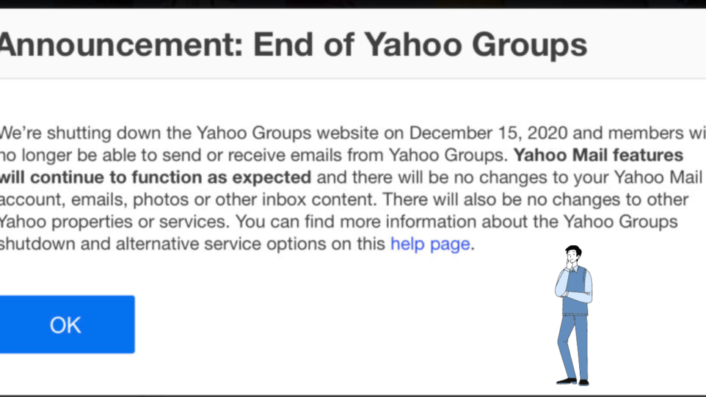Yahoo Groups shut down announcement.