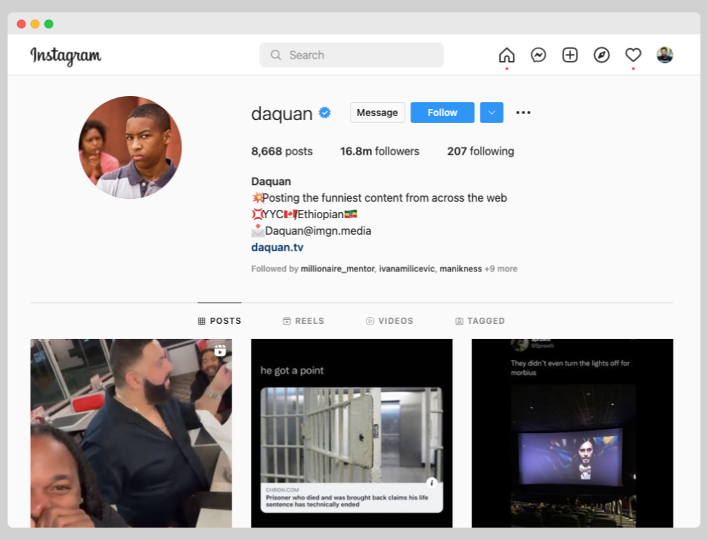 DAQUAN instagram page